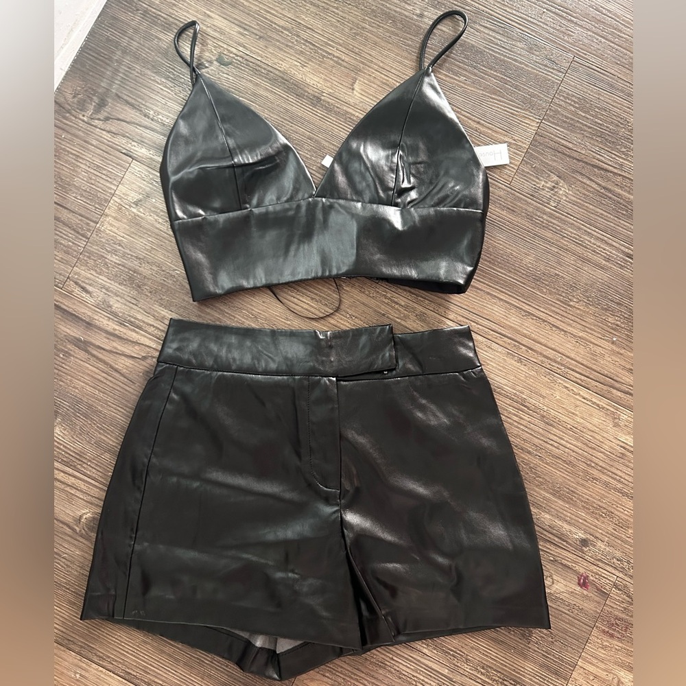 House Of Harlow 1960 - NWT- Vegan Leather 2-Piece - Top & Shorts